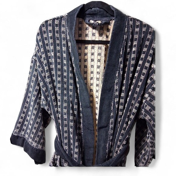 Vintage Christian Dior Monsieur Robe Cotton One Size Black\Tan - Picture 2 of 6